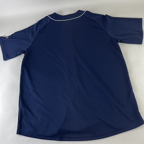 Majestic Cool Base Men's Cleveland Indians Navy Jersey Large L Baseball MLB - Picture 2 of 7
